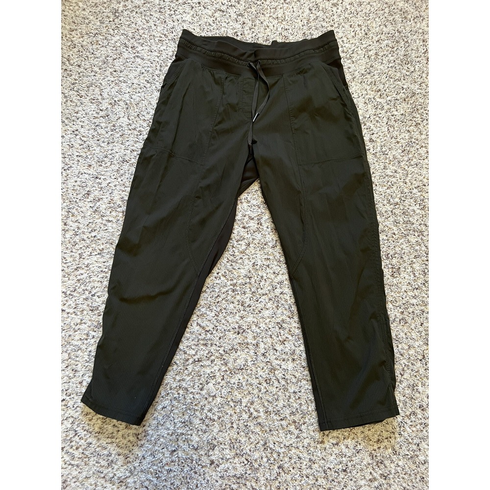 LULULEMON DANCE‎ STUDIO Pull On Pants UNLINED Olive Green WOMEN'S Sz10 NWOT